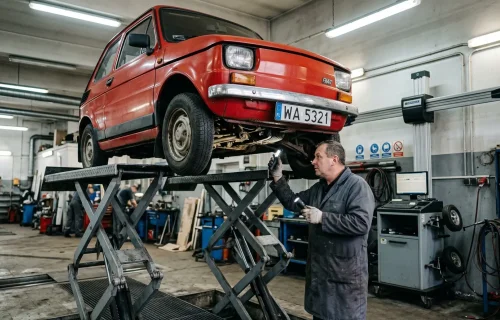 Klasyk na rolkach hamulcowych stacji diagnostycznej