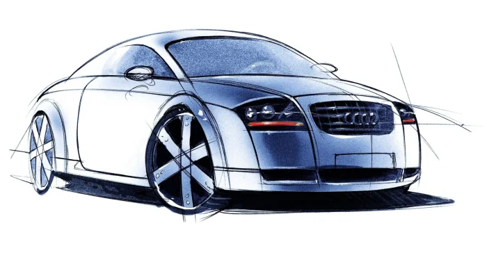 Szkic projektowy Audi TT Coupe.