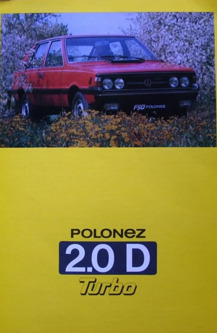 Okładka fabrycznego prospektu wersji 2.0 D Turbo. Włoski turbodiesel VM Motori trafił do Poloneza w 1983 roku i powstał w zaledwie około stu egzemplarzach.