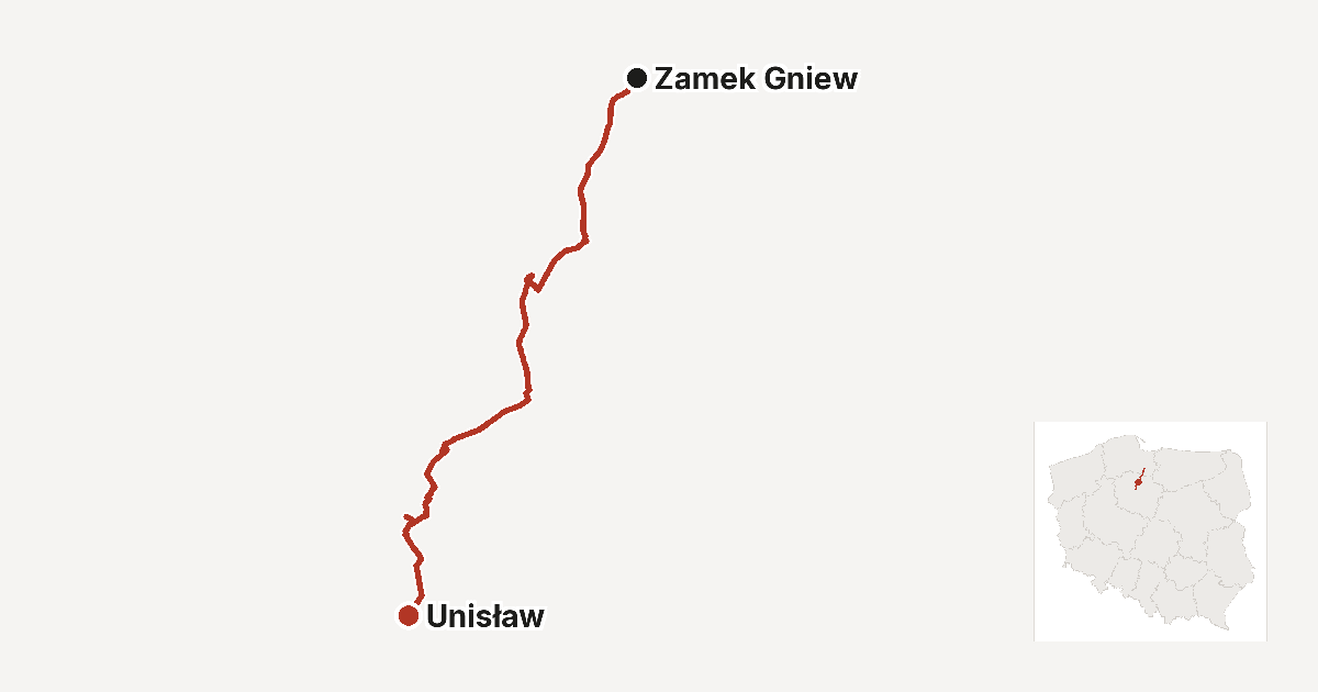 Przebieg trasy Dolina Dolnej Wisły na tle konturu Polski