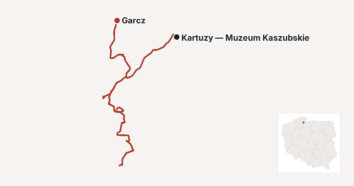 Przebieg trasy Droga Kaszubska na tle konturu Polski